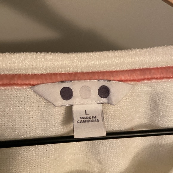 3 Dots L White Sparkly Tied Long Slv - Picture 2 of 6